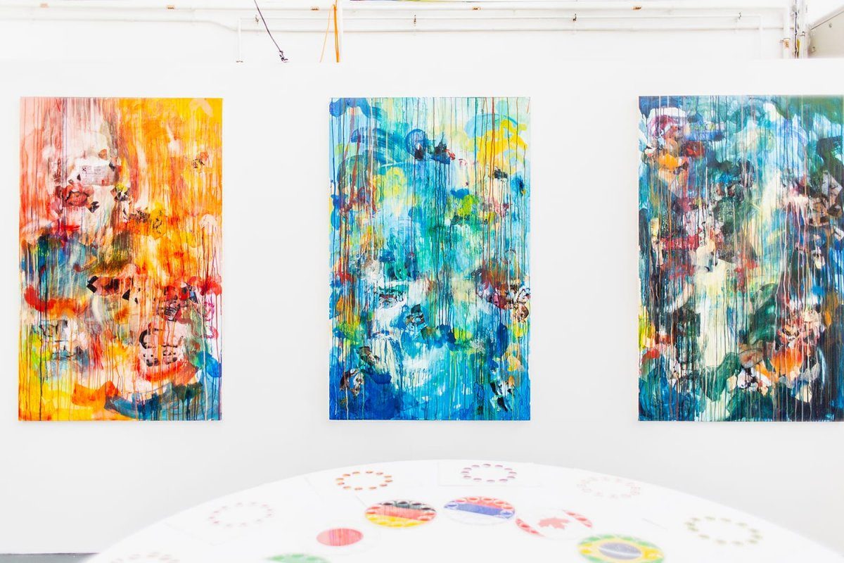 A series of vibrant expressionist paintings