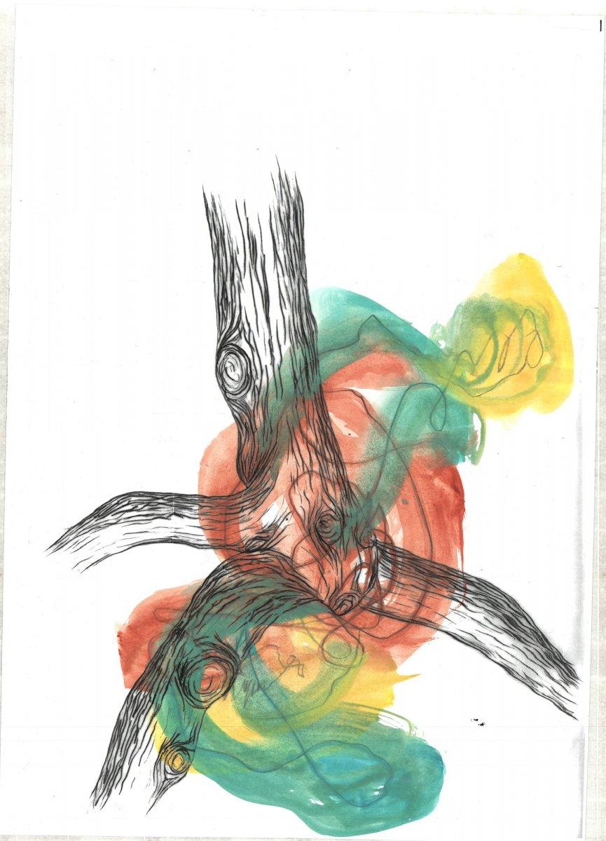 Expressive illustration of a tree in watercolour