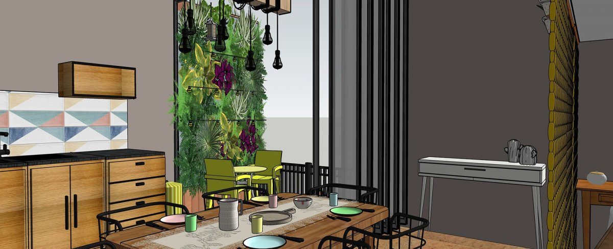 Computer render of a dining room table