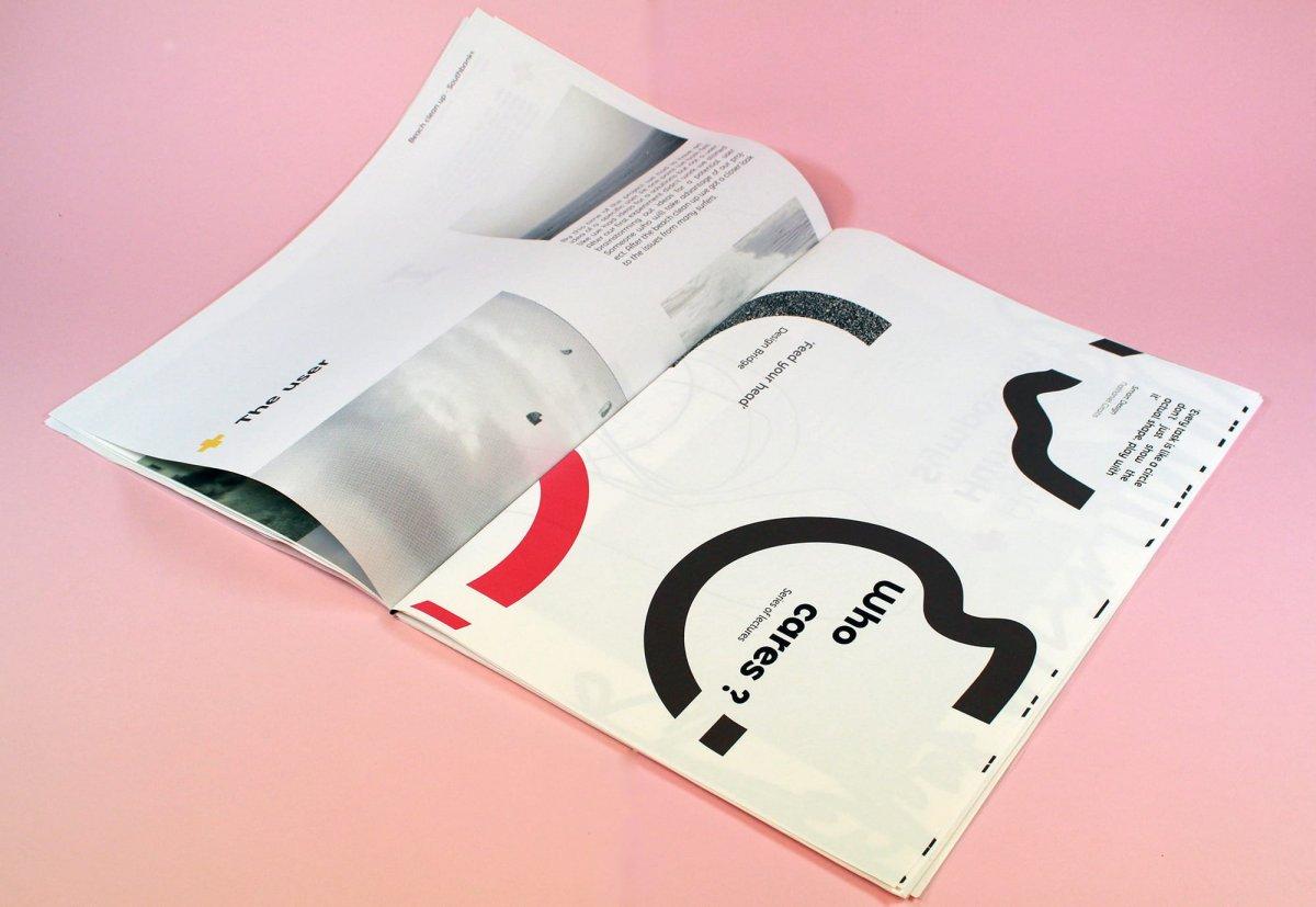 An open magazine spread