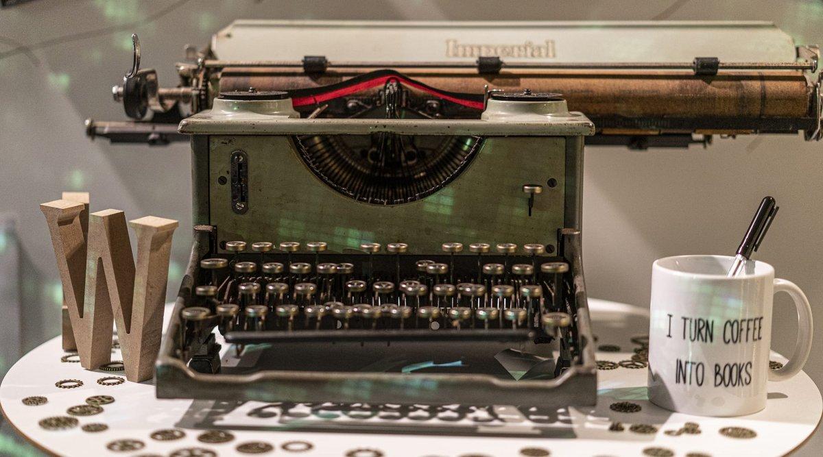 Old fashioned typewriter on a table