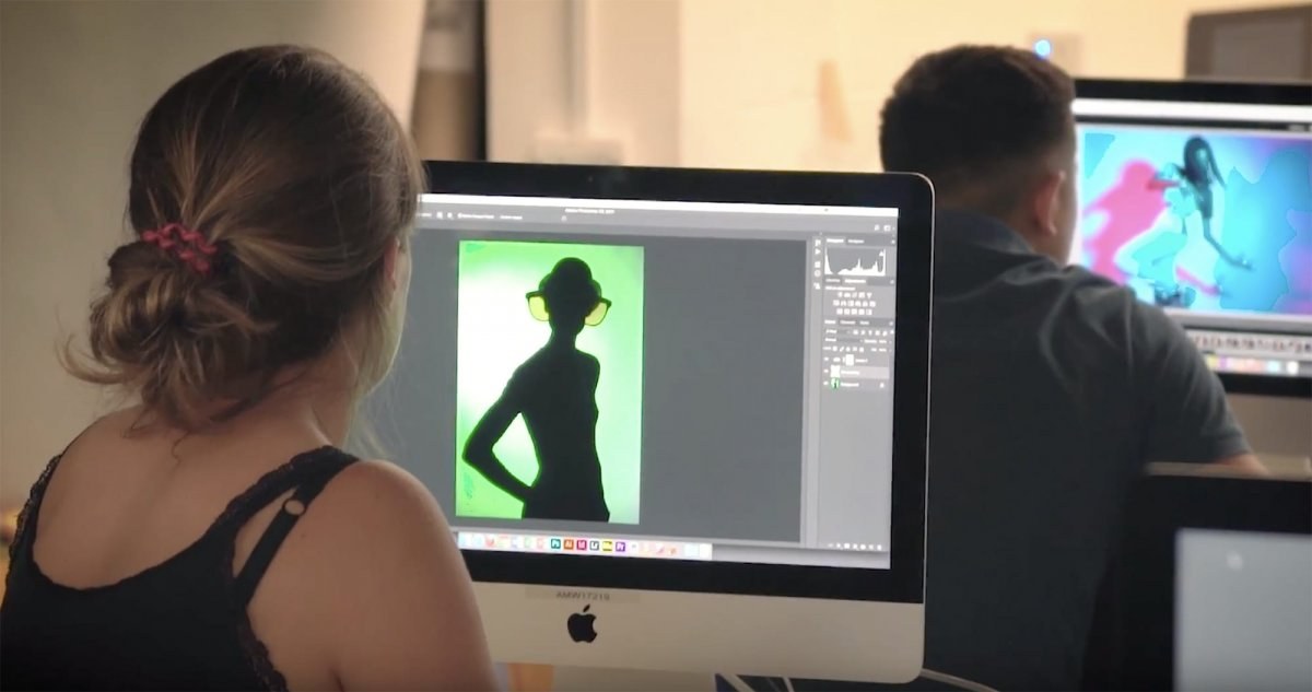 Student using an iMac