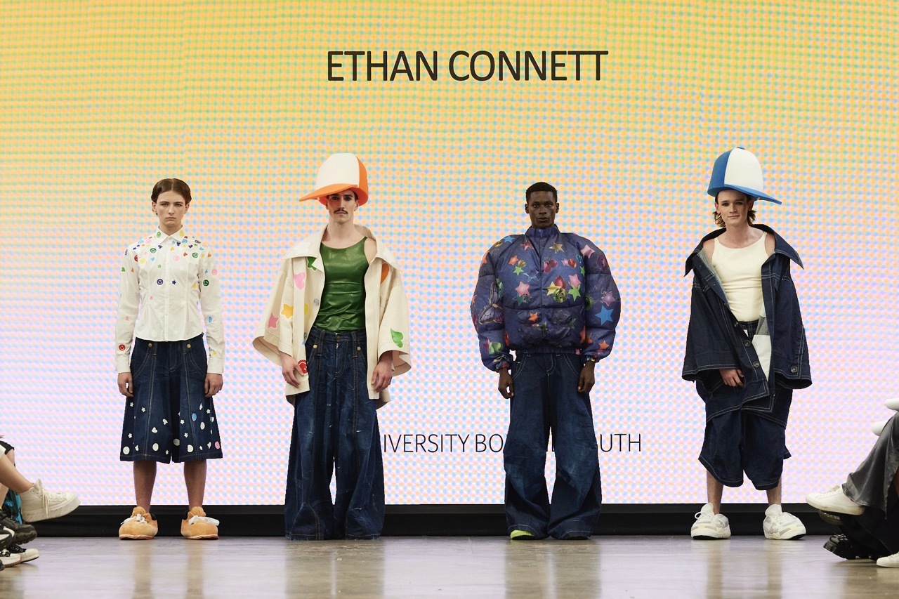 A group of student models on the catwalk for Graduate Fashion Week 2023