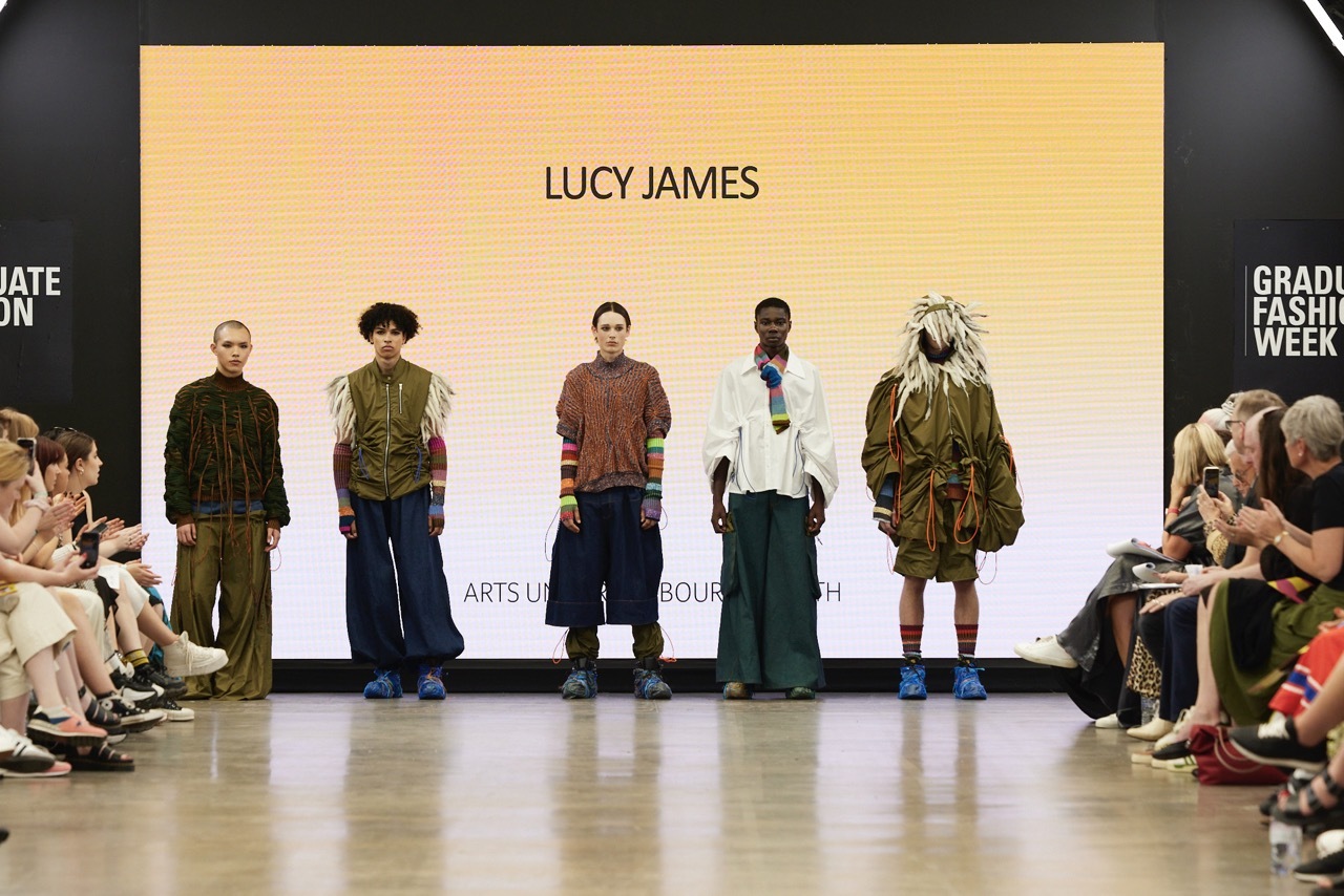 Student models on the catwalk for Graduate Fashion Week 2023