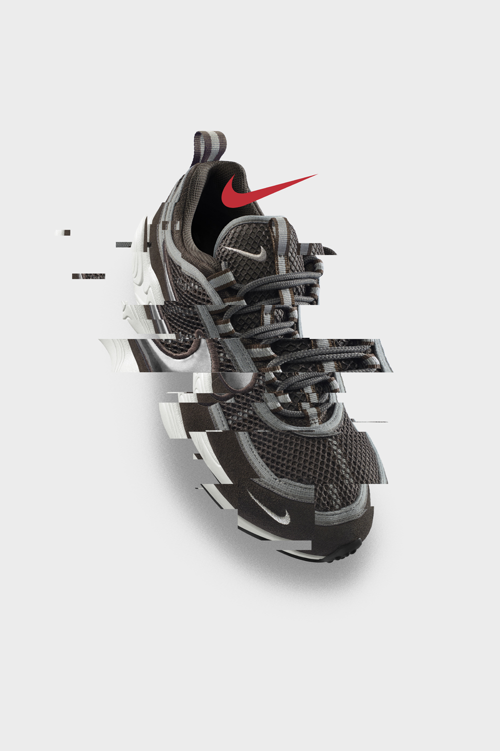 A glitchy-edited photograph of a pair of shoes