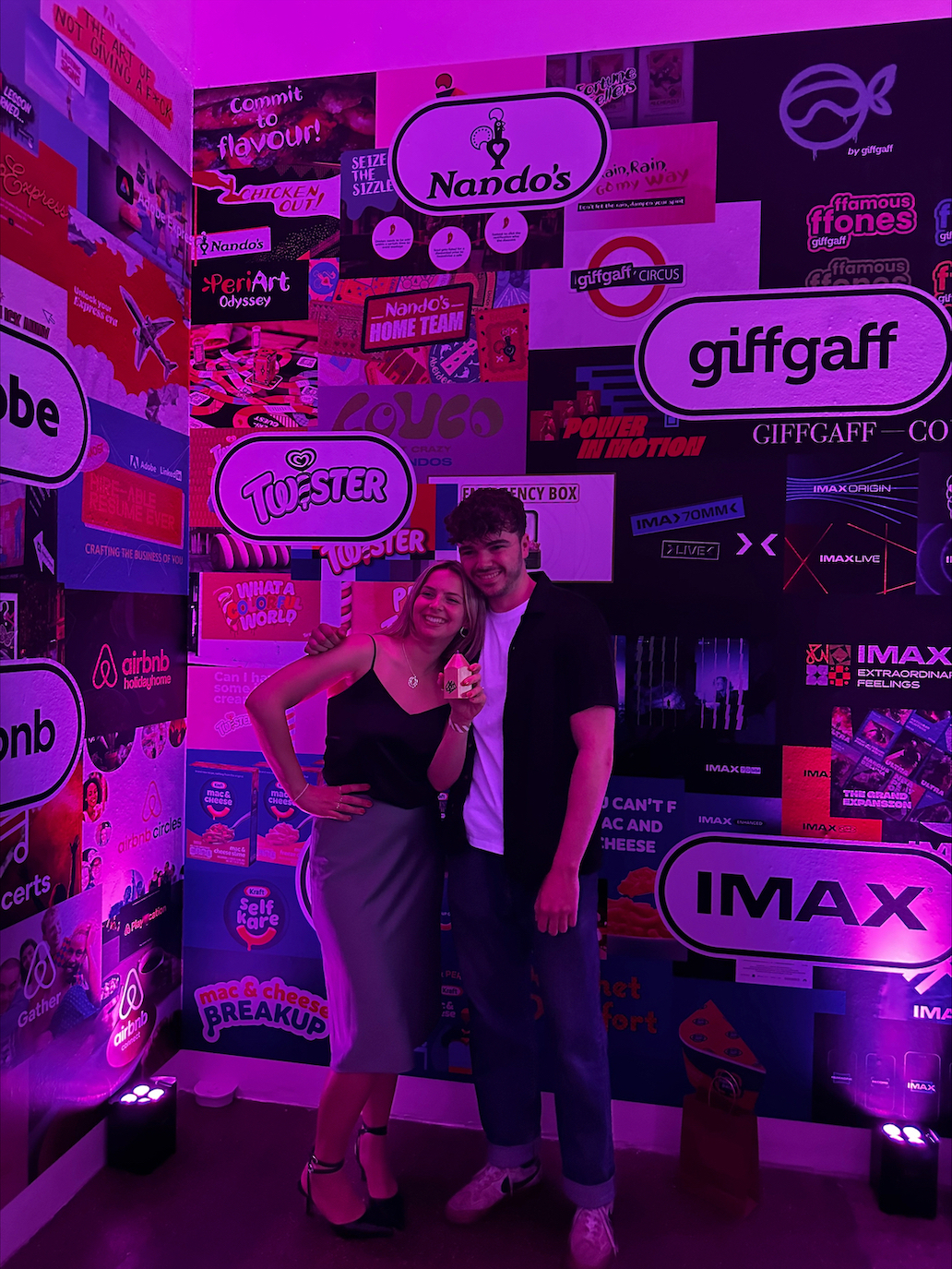 BA (Hons) Graphic Design students G Sarieva and C Wells pose for a photo at the 2024 D&AD New Blood Awards.
