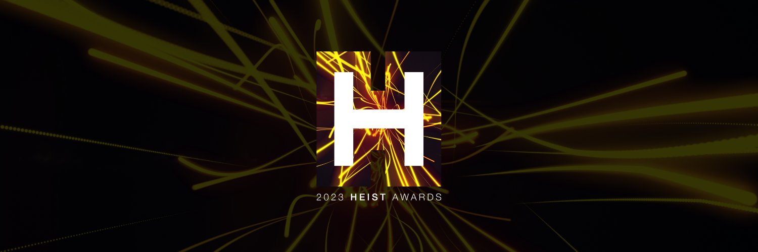 Black and gold banner with the HEIST Awards' "H" logo in the centre.