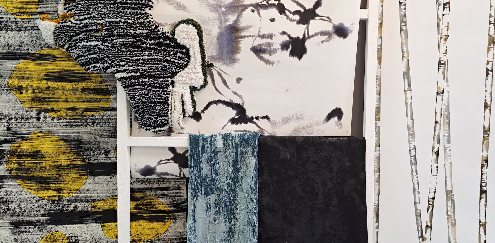 Several samples from the collection "Wetlands" – fabrics with abstract patterns.