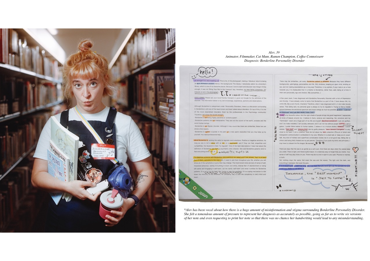 A separate written note and photo of Alev, explaining her interests, passions and, least importantly, her diagnosis.