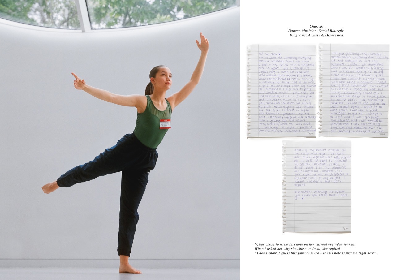 A separate written note and photo of Char, explaining her interests, passions and, least importantly, her diagnosis.