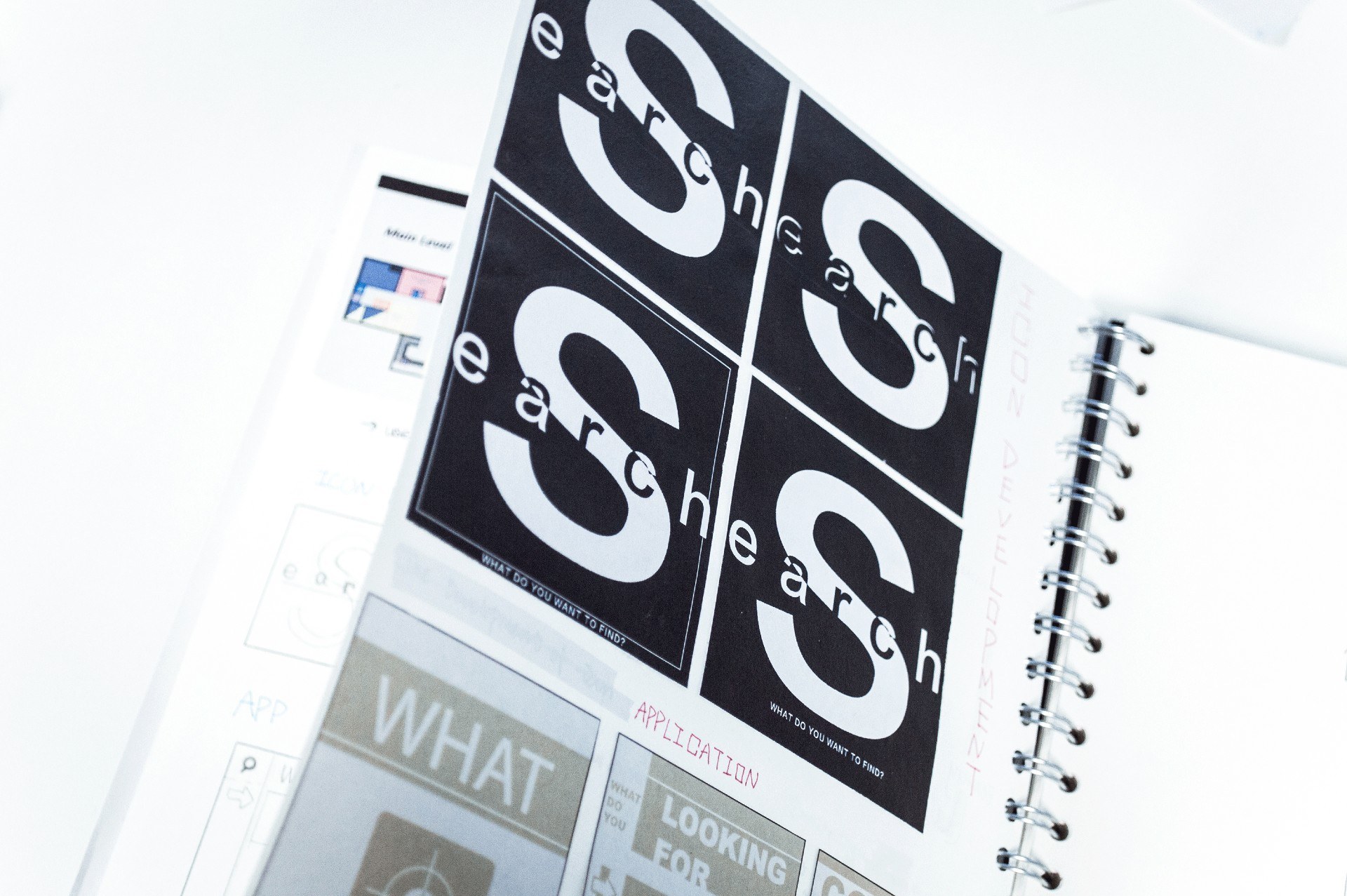 Page of a book with four large blocks with the letter S inside them.