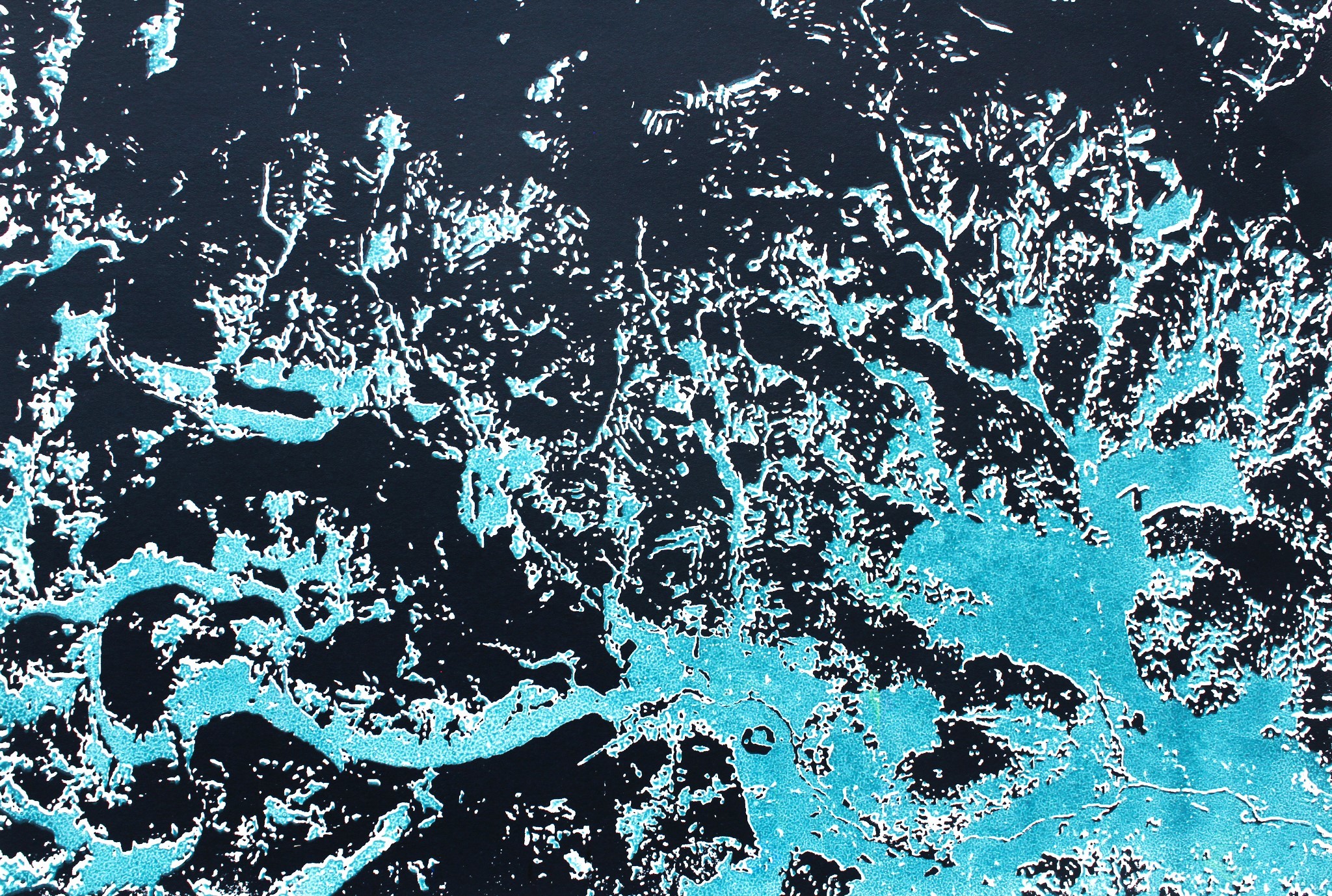 A hand-drawn illustration resembling a mountain from a bird's-eye view.