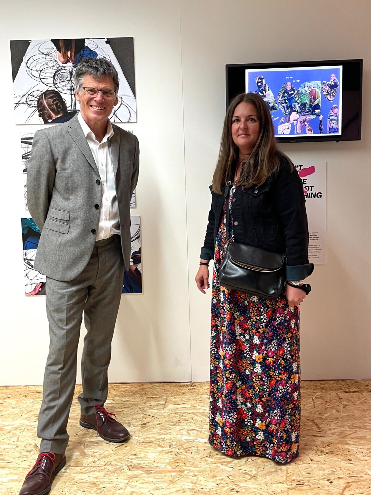 AUB Vice Chancellor Professor Paul Gough with I Can't Draw's Vanessa Collingridge