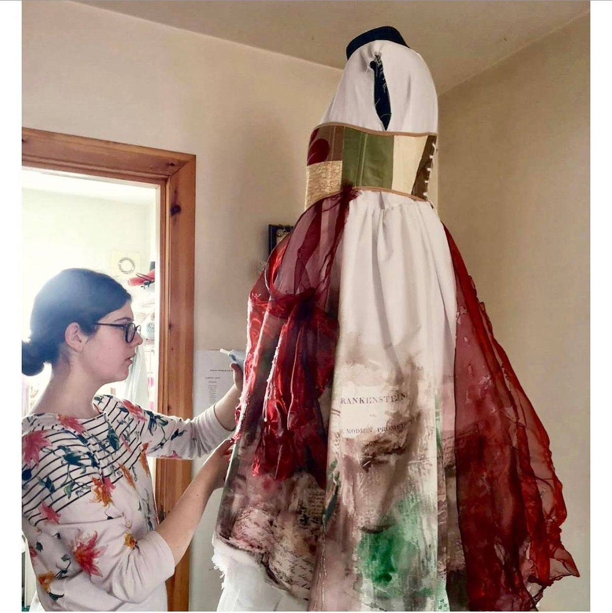 Verity Joy works on a costume during her studies at AUB