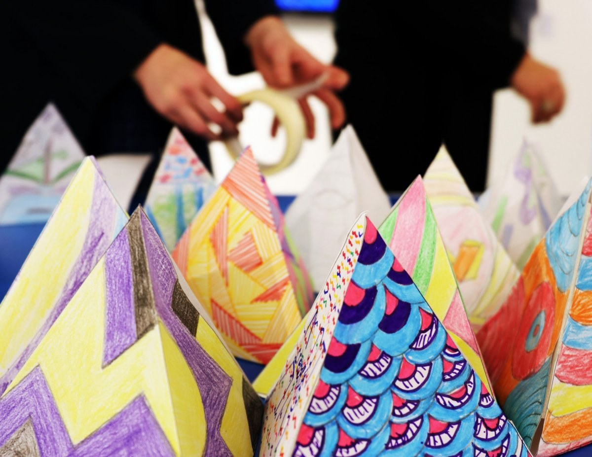 Student artwork at a school workshop