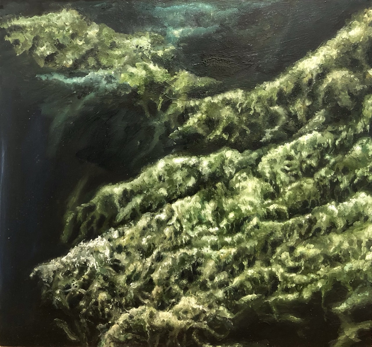 Abstract painting, underwater, green.