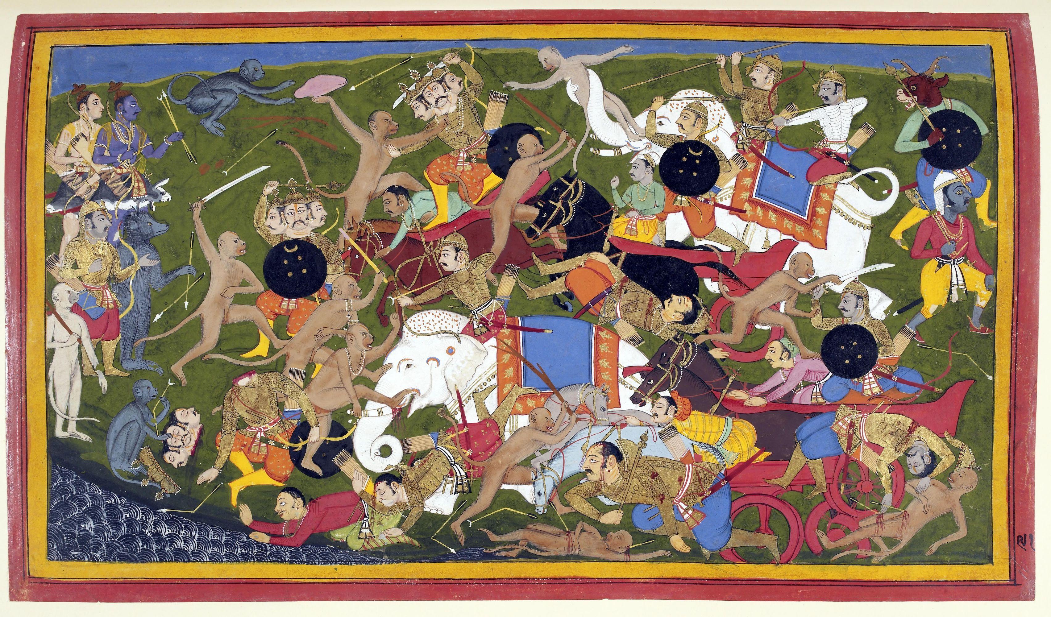 Painting of Indian gods, mythological characters and legends