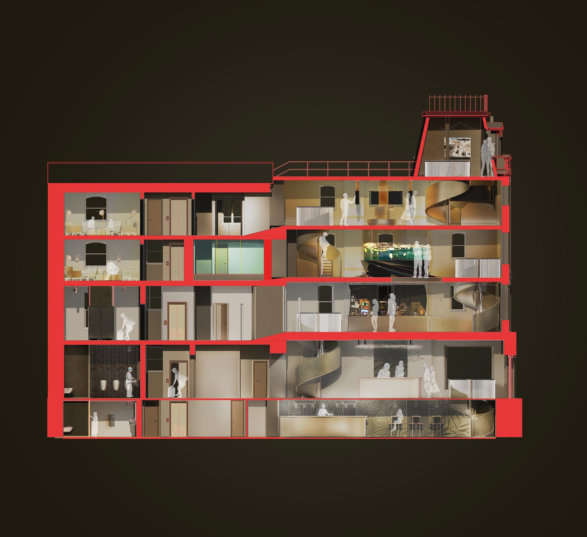 Building cross section render