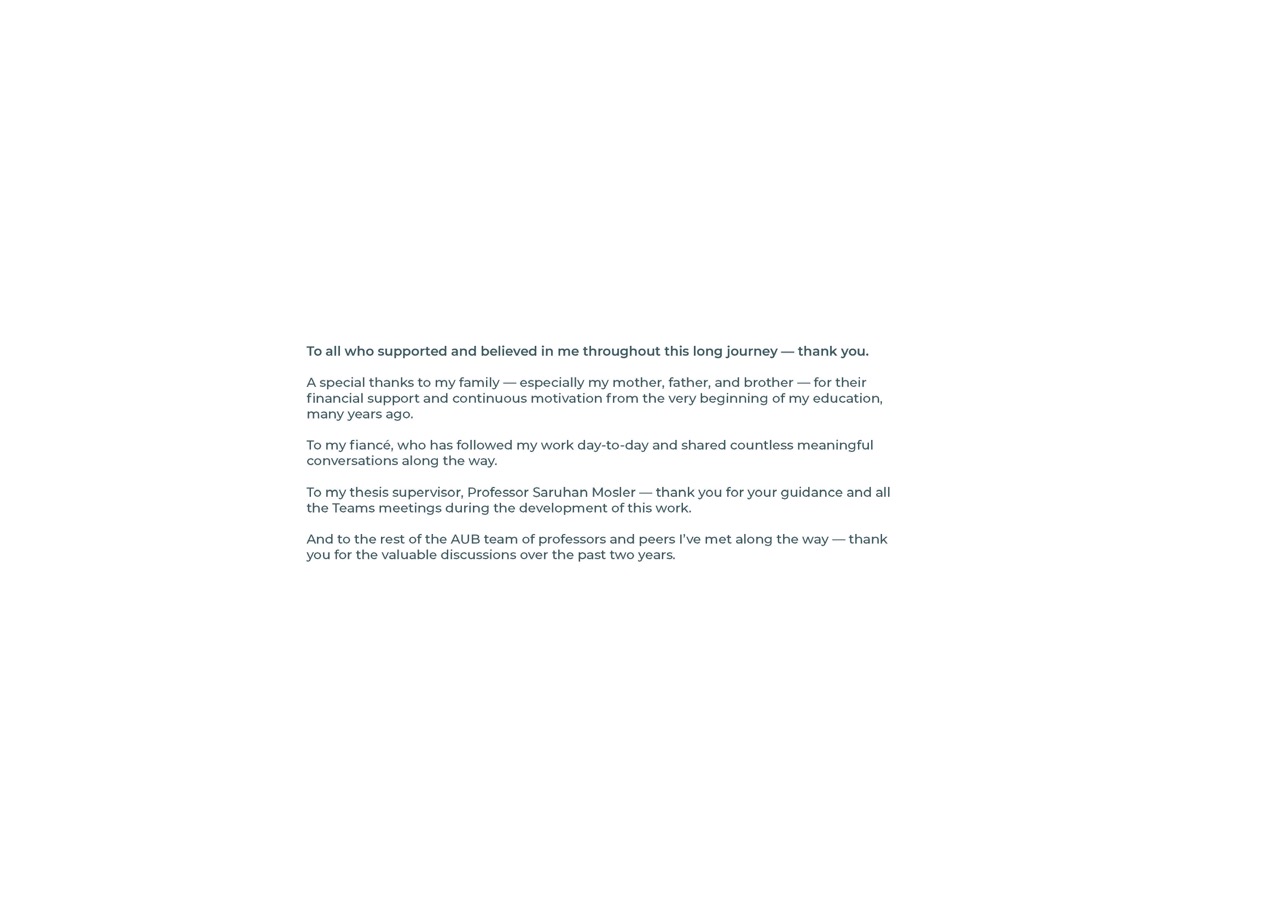 A digital thank you note featuring text acknowledging support from family and mentors. The note expresses gratitude to loved ones and includes references to financial support and guidance received during the author's educational journey.