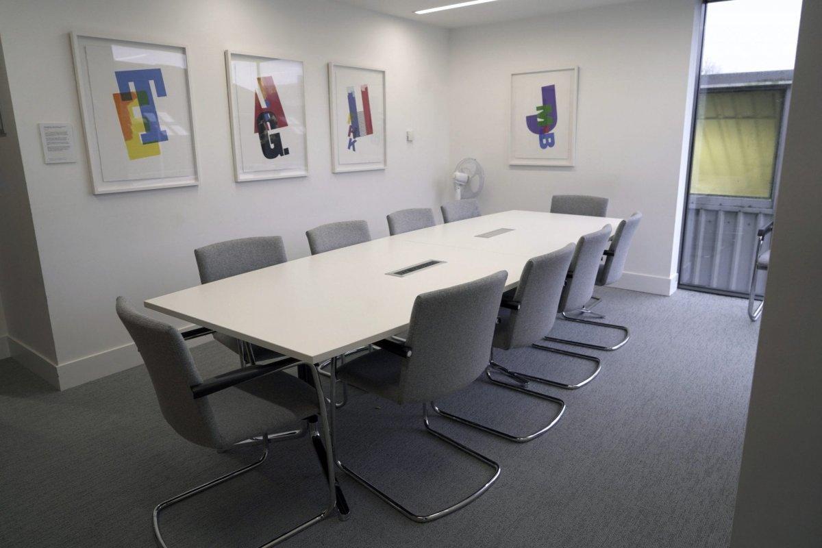 Meeting room with table and chairs