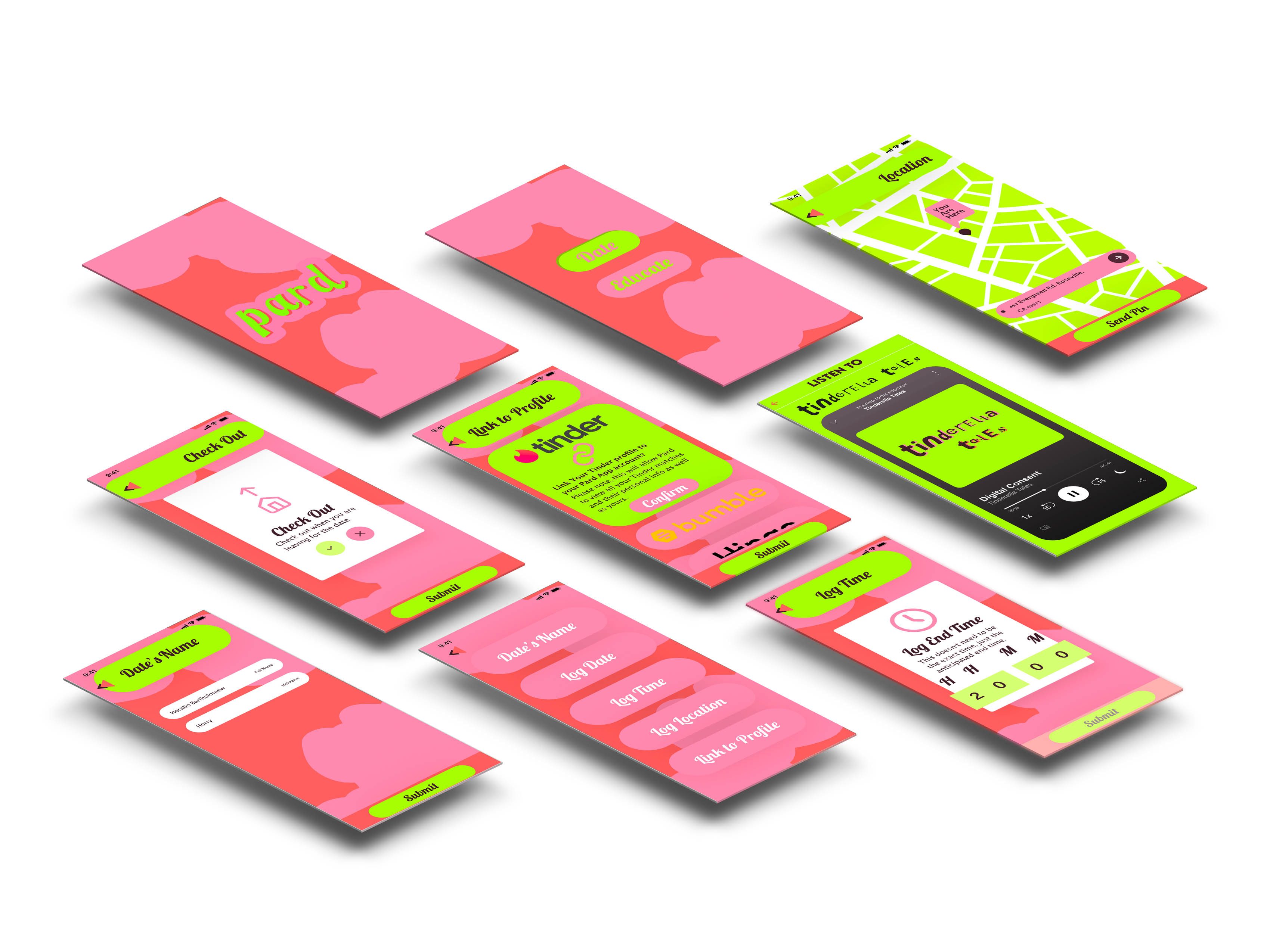 flat lay of different app screens