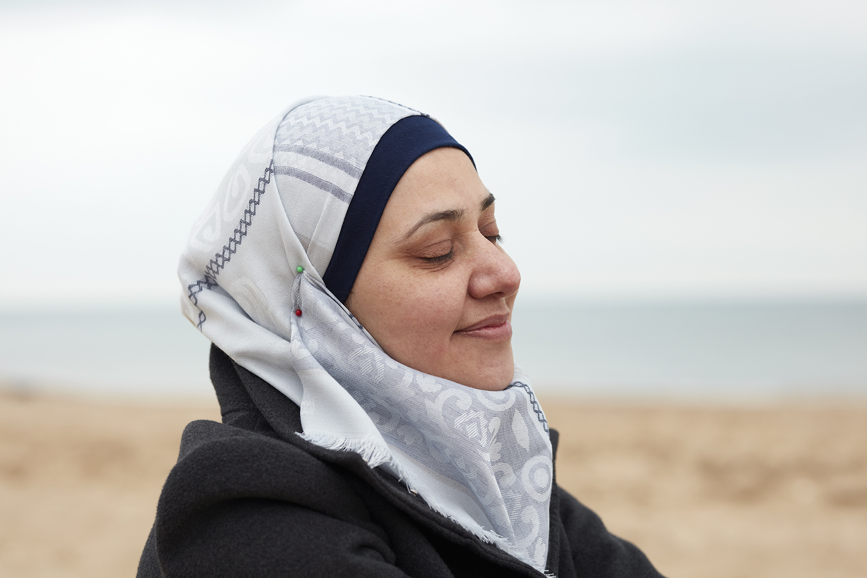 Portrait of a person with closed eyes.