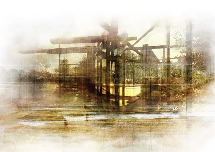 Abstract image with blurred misty effect around the edges.