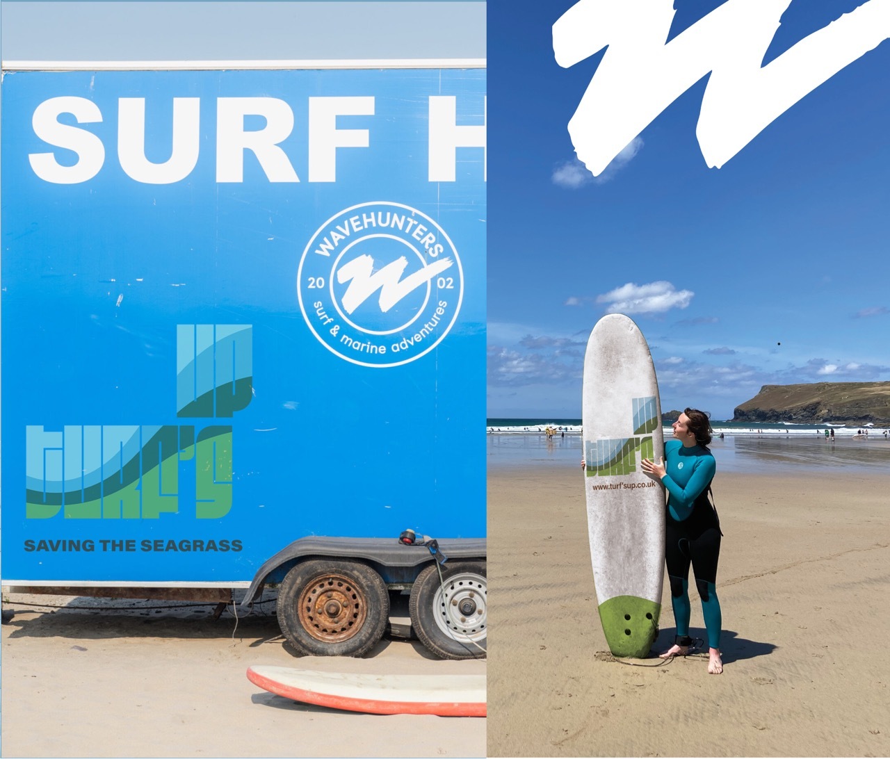 Turf’s Up sponsorship partner example with local company, Wavehunters.