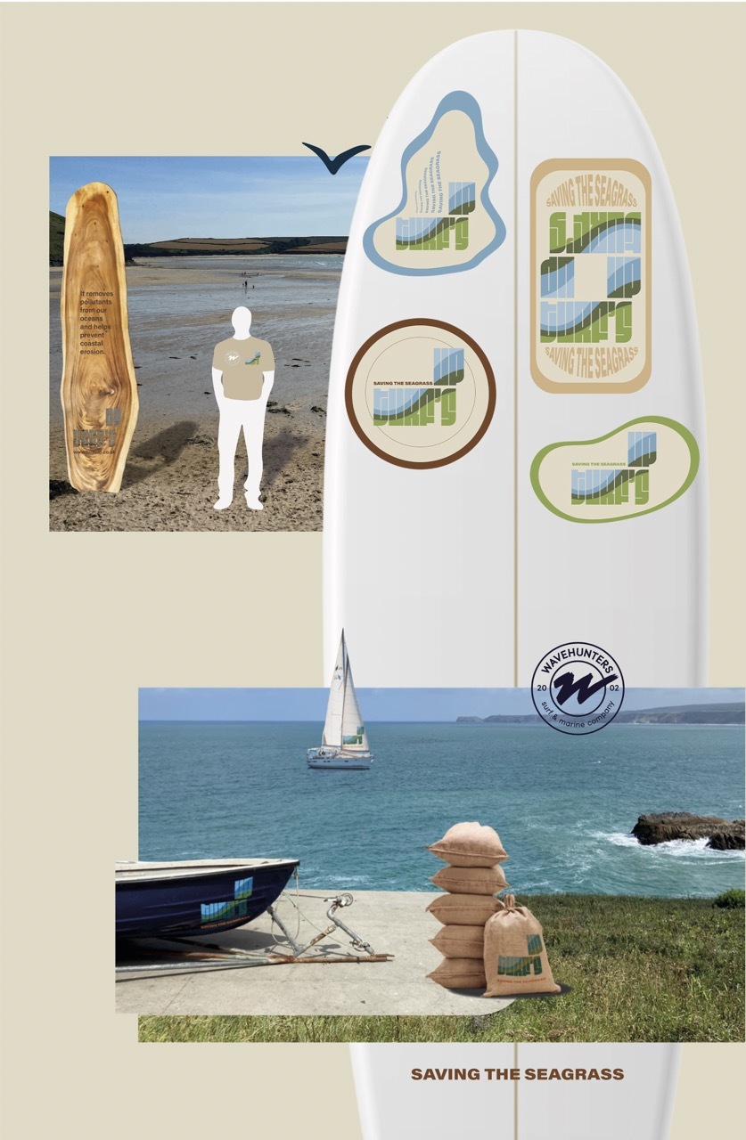 Hero image for Turf’s Up showing mock-up signs and boat trips on the Cornish coast.