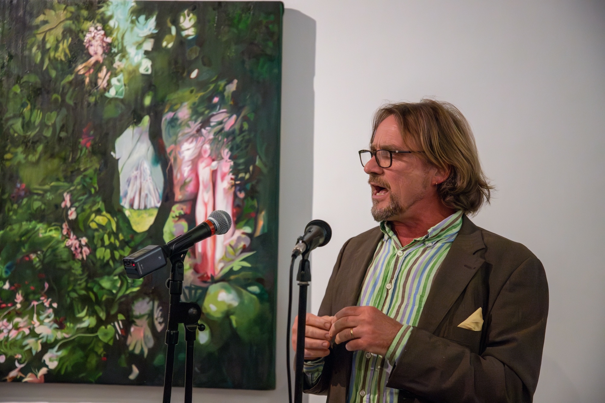 Associate Professor D Shepherd speaking at Lighthouse, Poole during the Postgraduate Summer Show private view event.