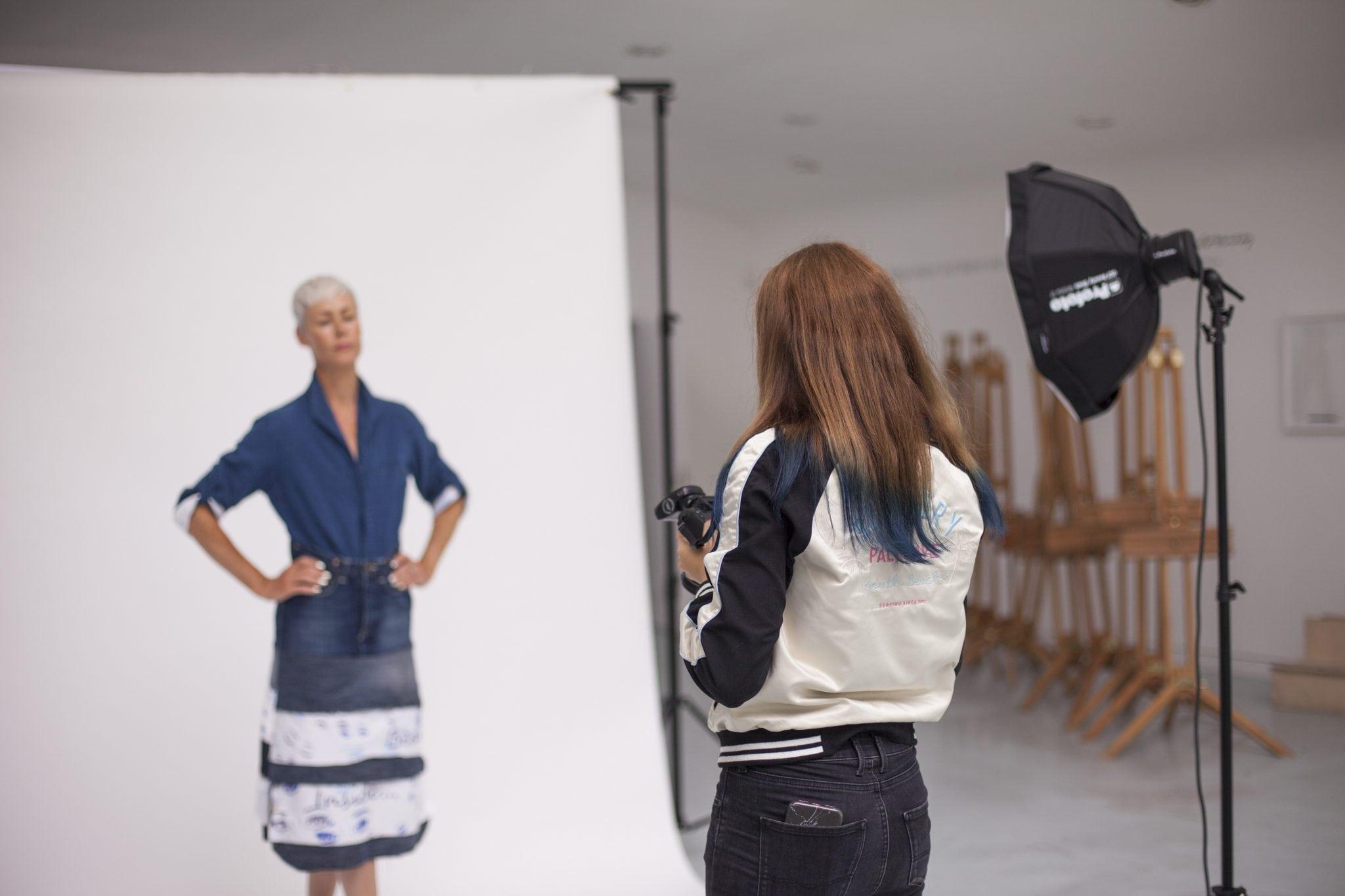 Fashion shoot inside the drawing studio