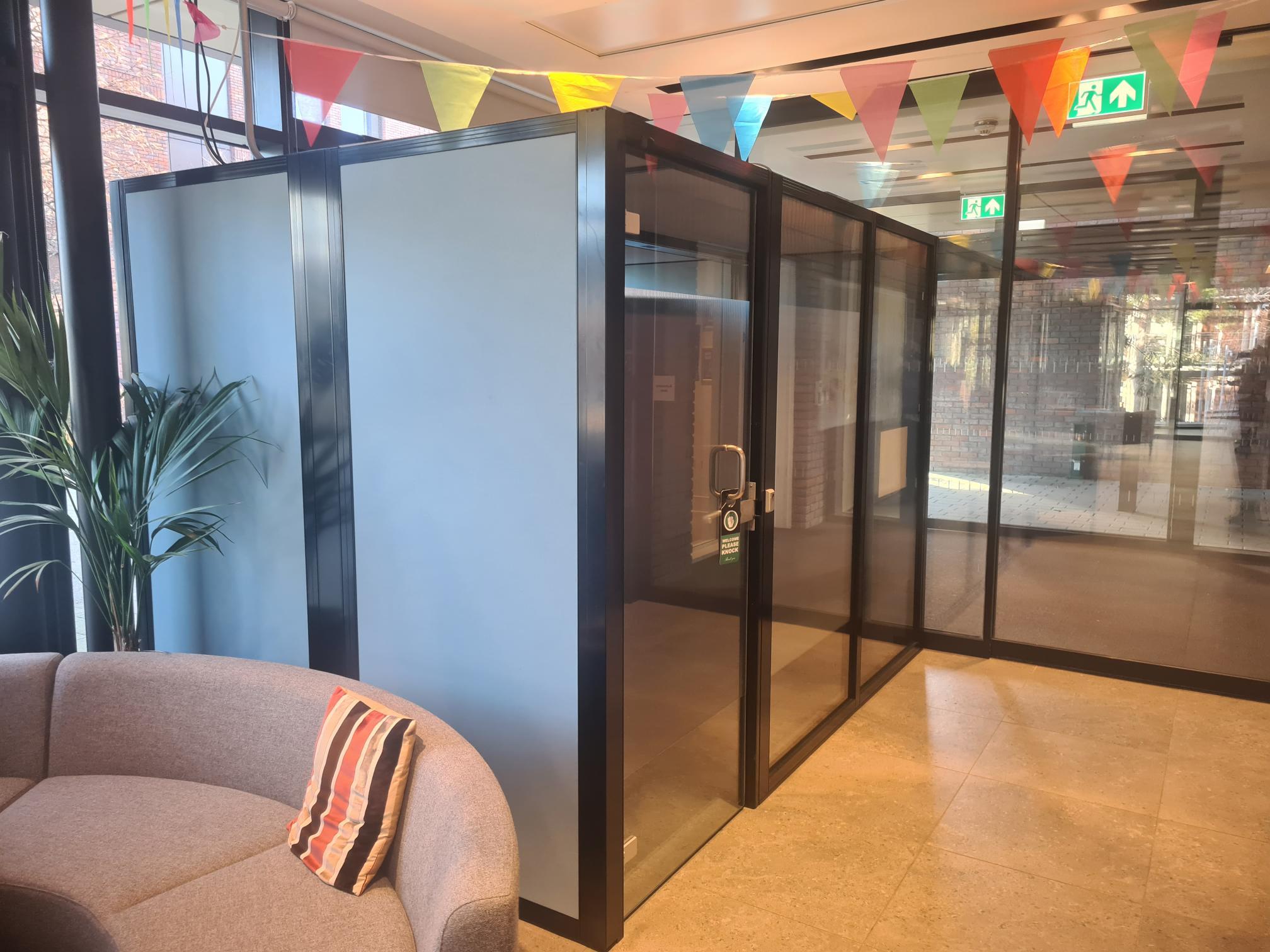 Private pod room set up at AUB's Campus Halls.