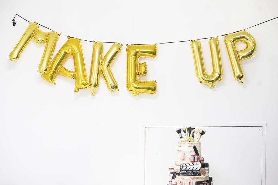 Party Balloons spelling the words MAKE UP
