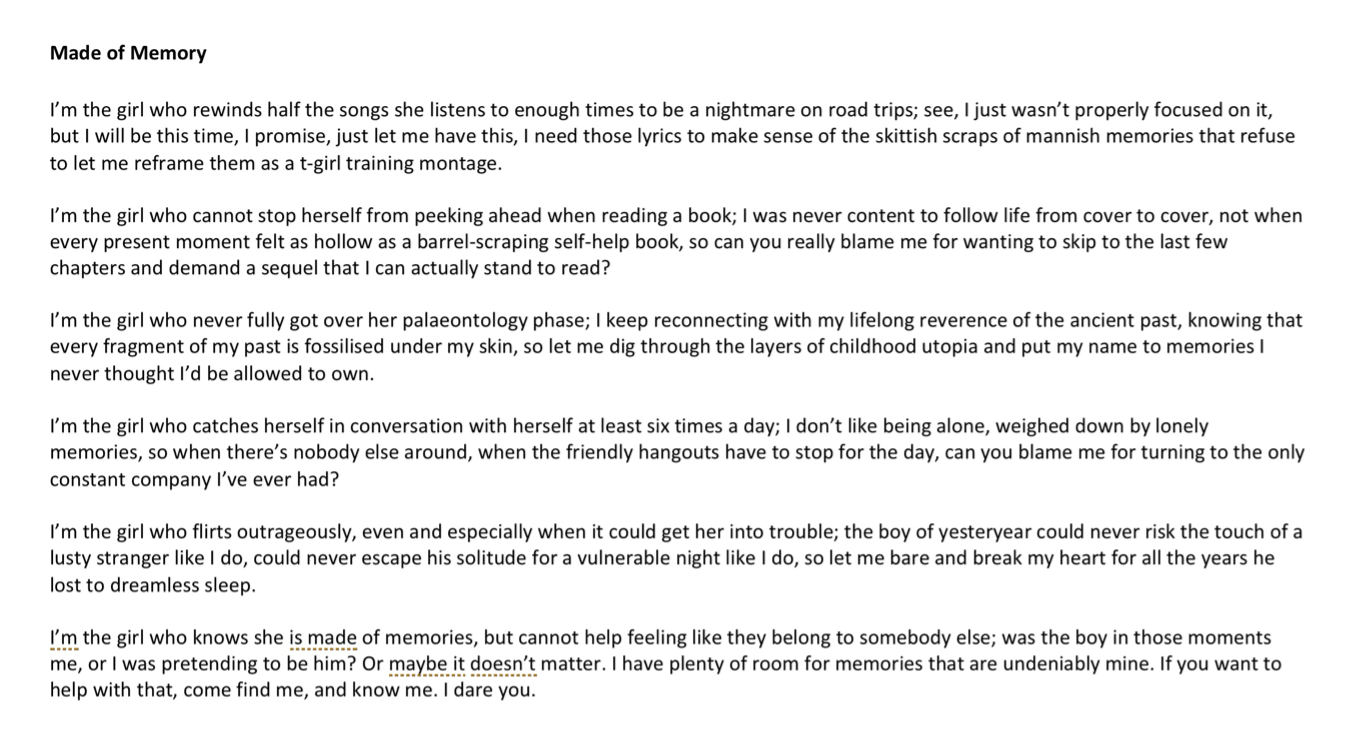 'Made of Memory' extract by Carmilla Williamson