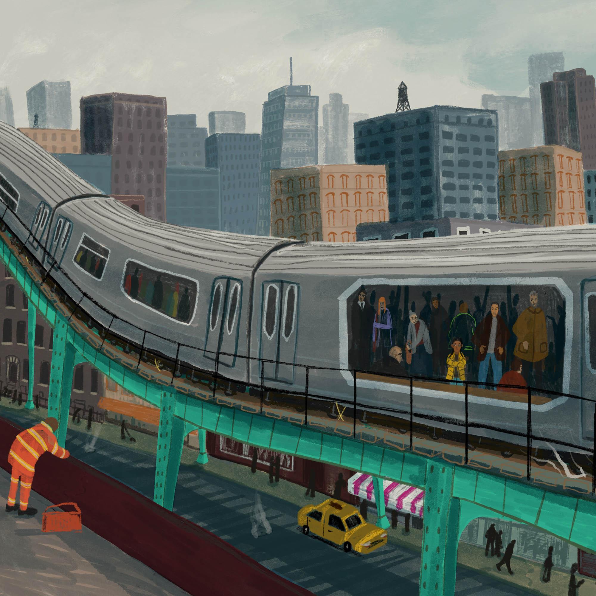 metro train in abstract art picture