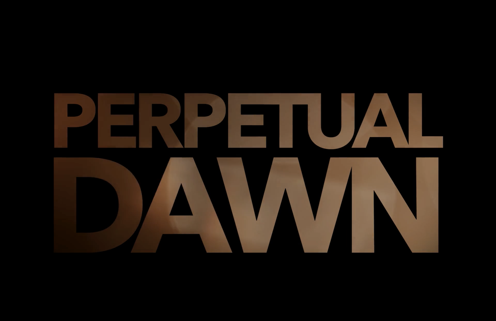 The words “PERPETUAL DAWN” appear in large copper-coloured capital letters on a black background.