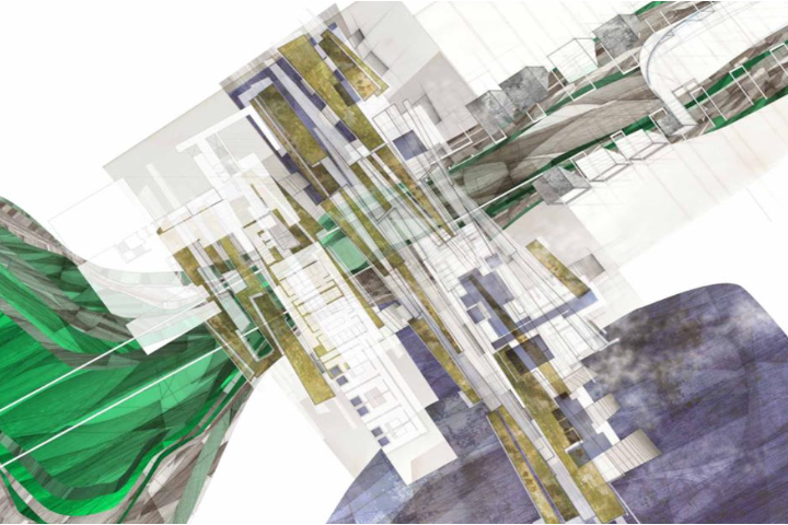 Abstract architectural mock-up drawing