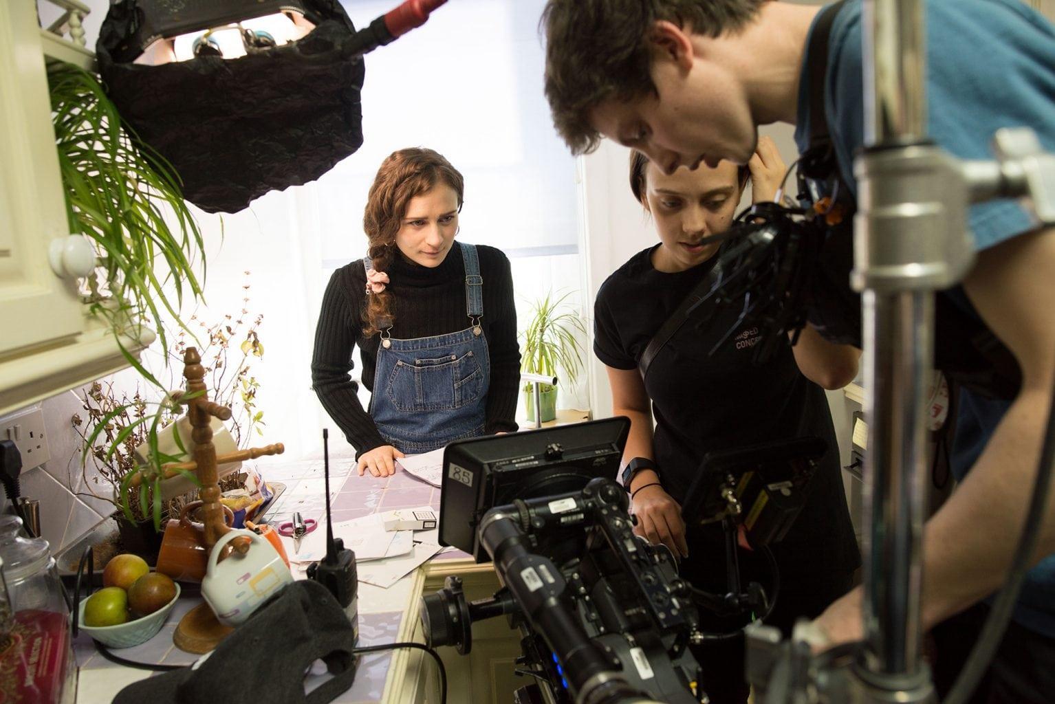 Film crew setting up a for a shoot
