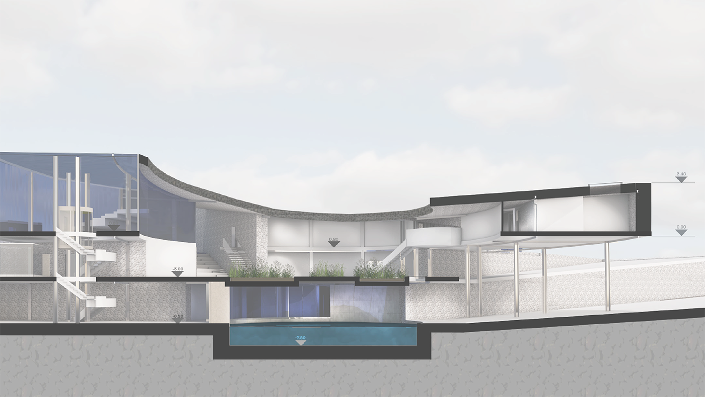 3d sketch of a glass building