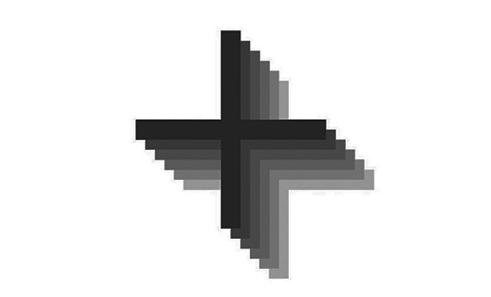 A series of plus signs on top of one another in different shades of grey.