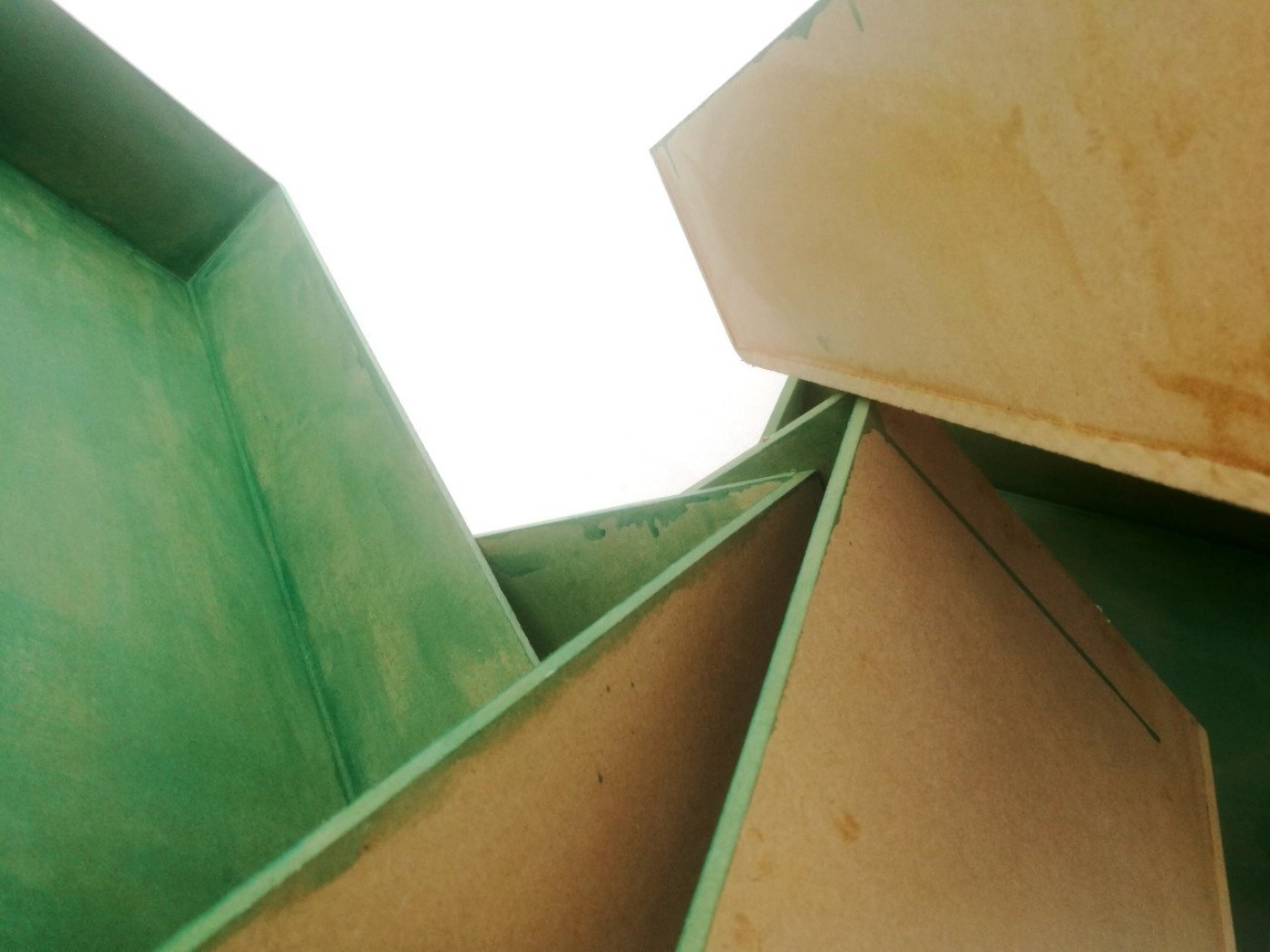 Green wooden abstract shapes