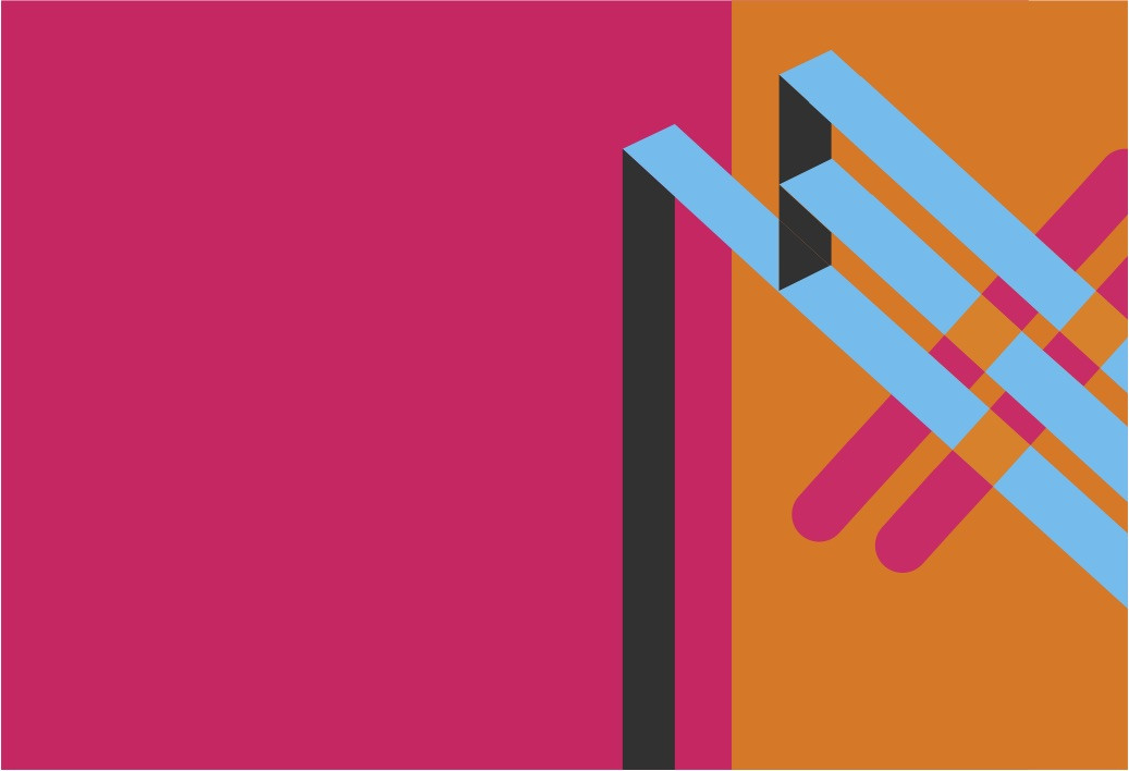 Banner in pink and orange with several lines crossing on the right-hand side