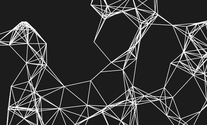 White lines overlapping to form triangles on a black background