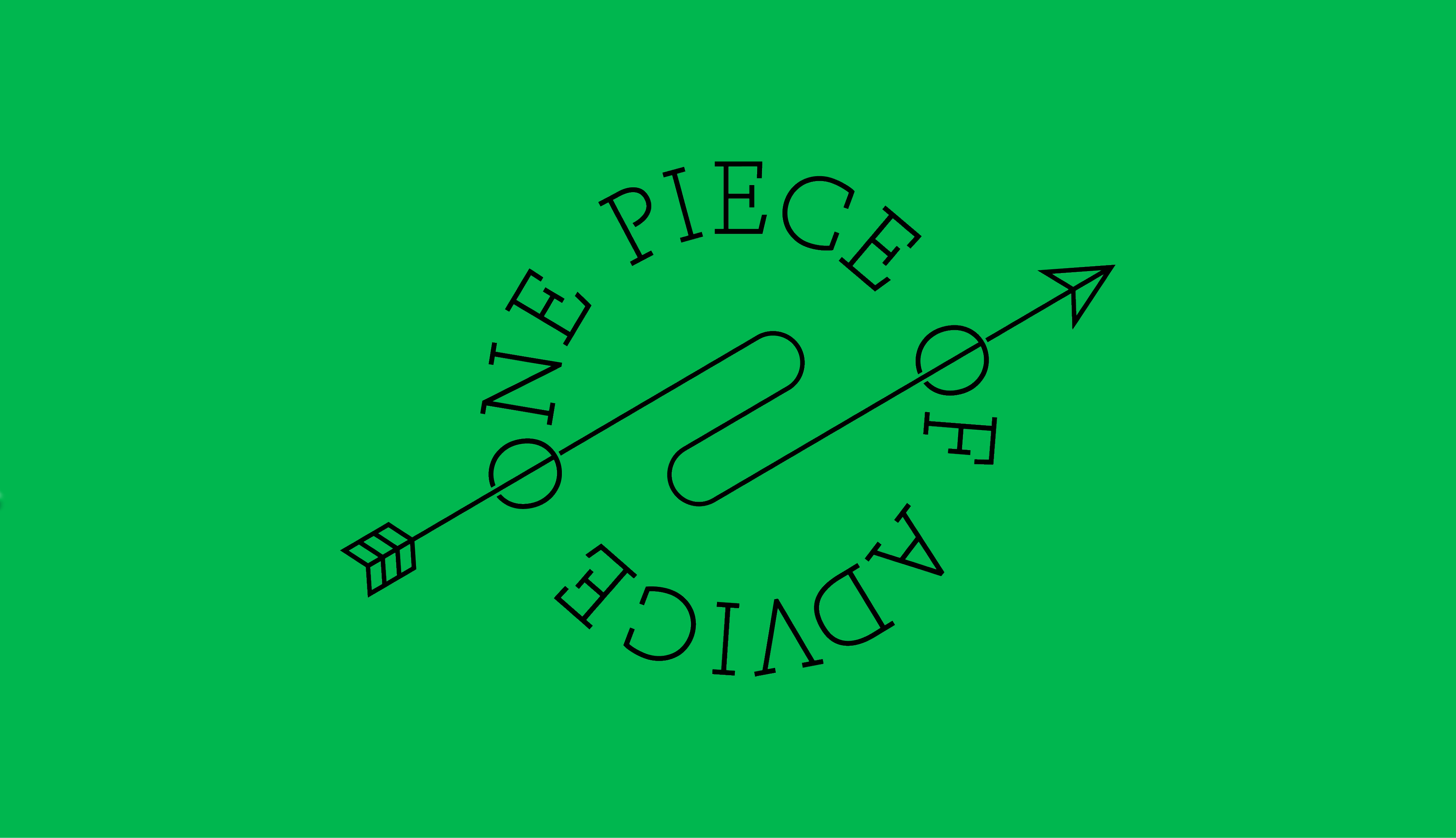 A logo on a green banner with the words 'One Piece of Advice' arranged in a circle with a curved arrow going through the middle.