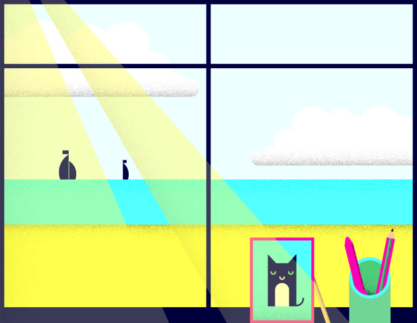 Colourful window scene
