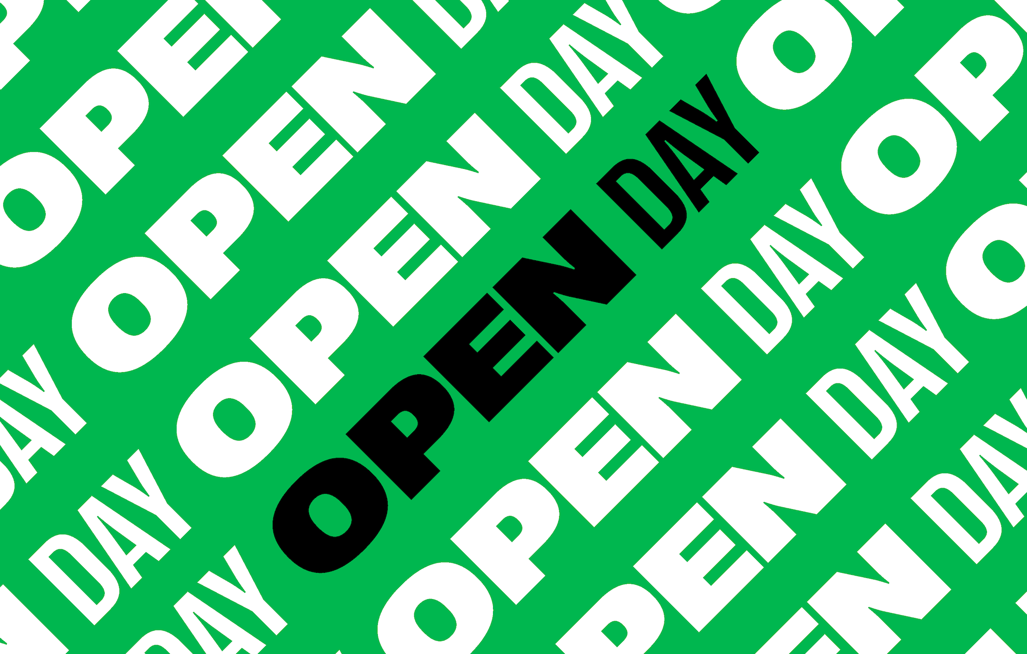 Decorative banner with the words 'Open Day' repeated
