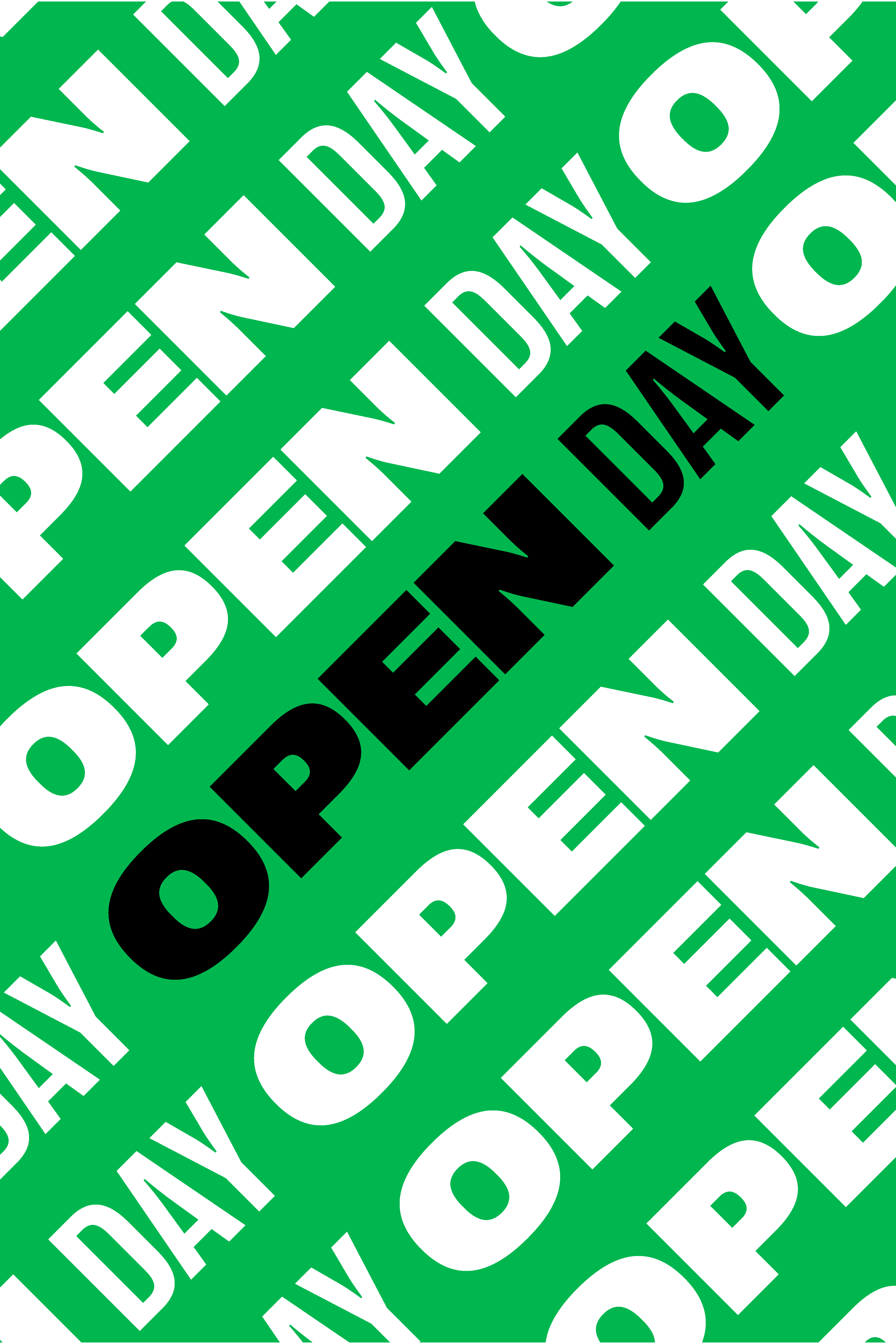 Decorative banner with the words 'Open Day' repeated