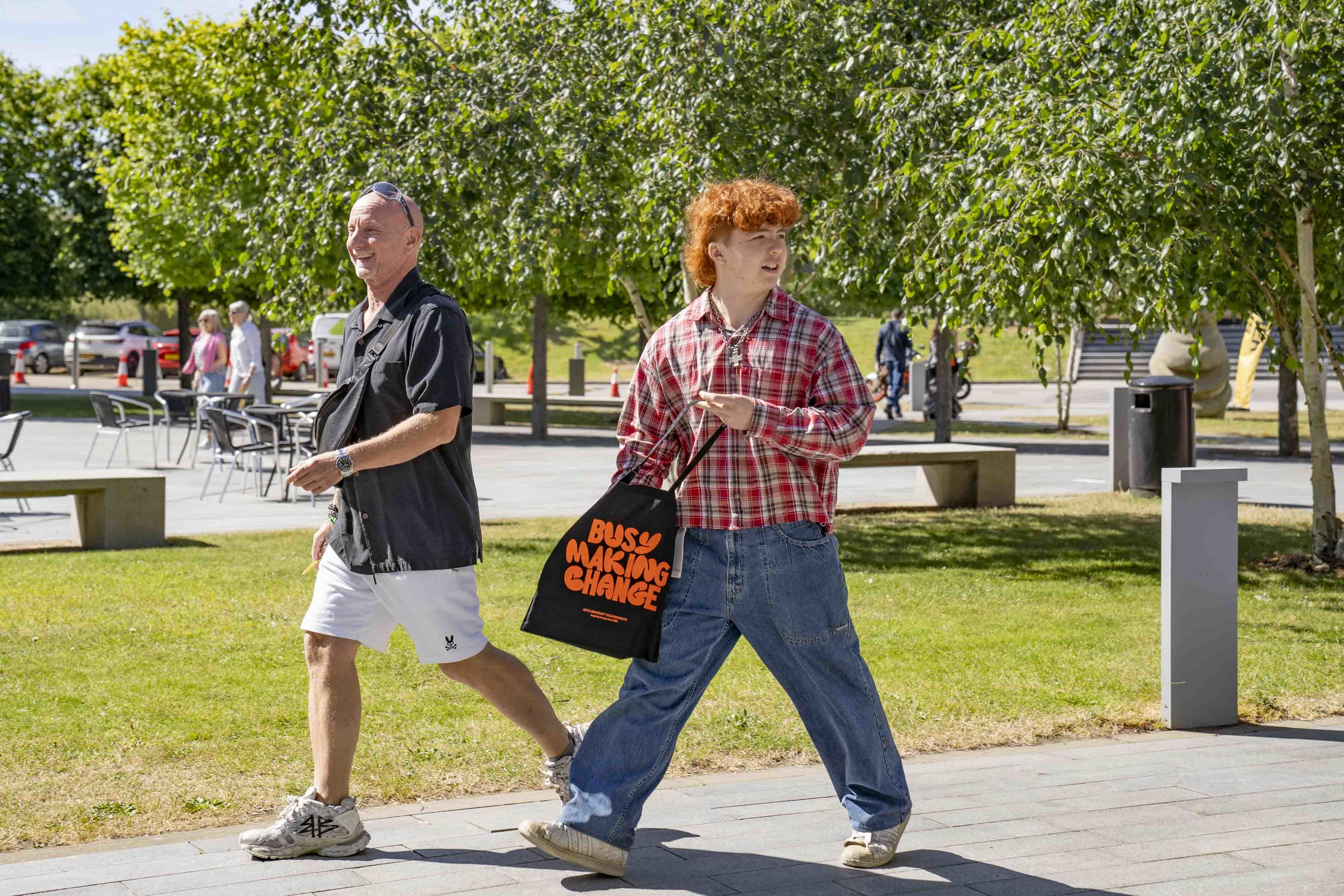 Open Day guests walking through a campus on the June Open Day