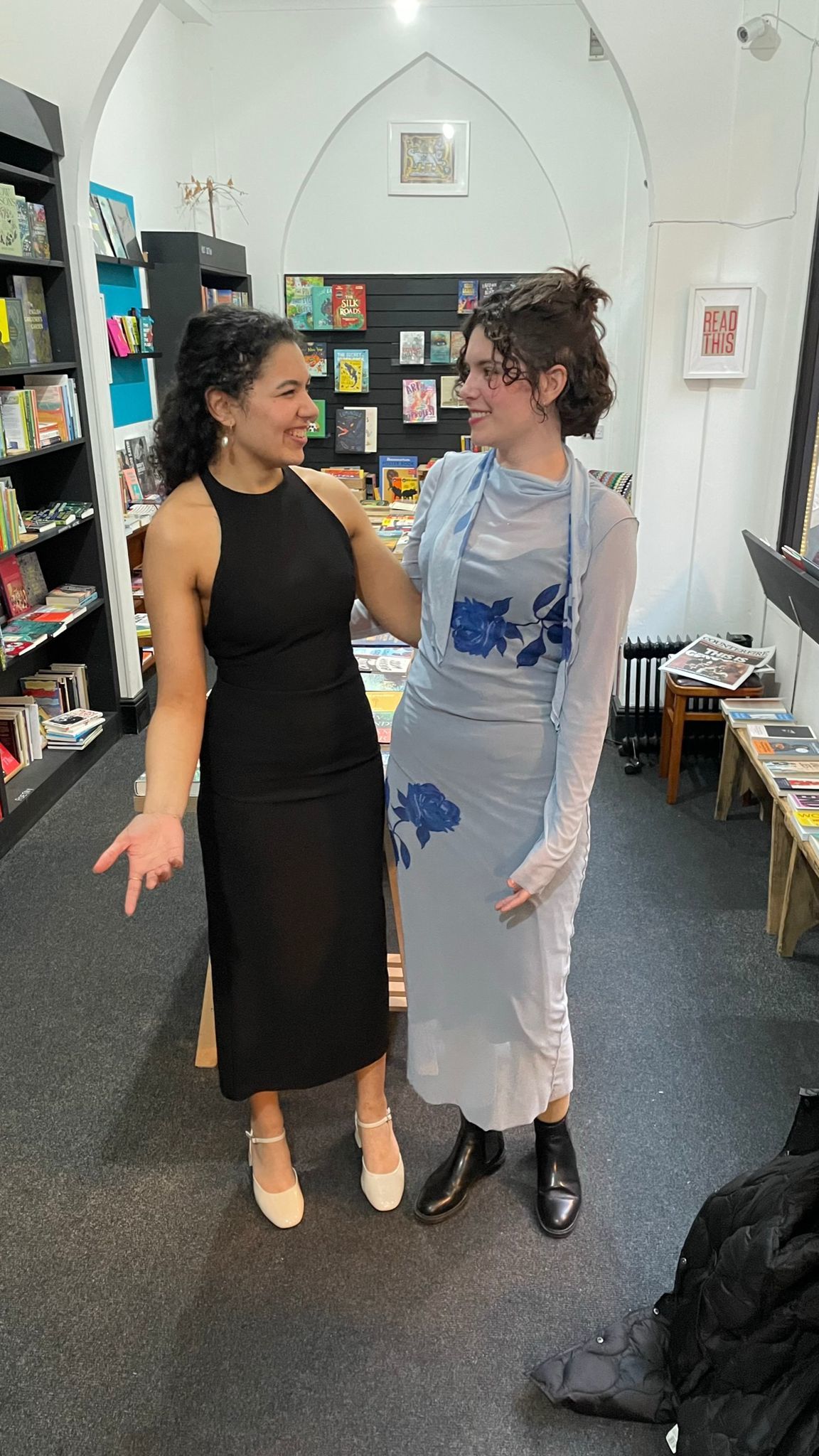 Karishma Natu and Victoria Grant celebrating their book launch in Bookbag.