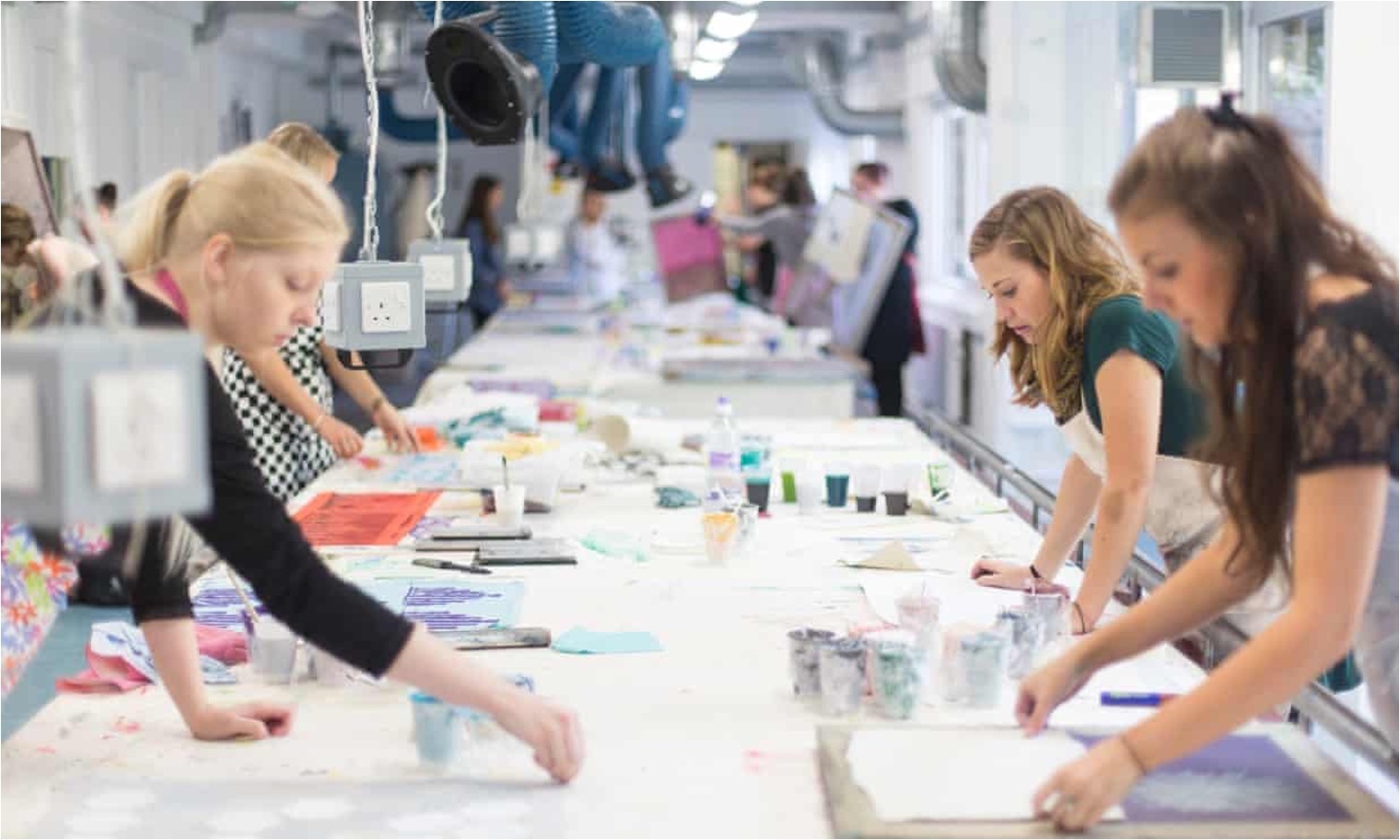 Textile students working in the studio.